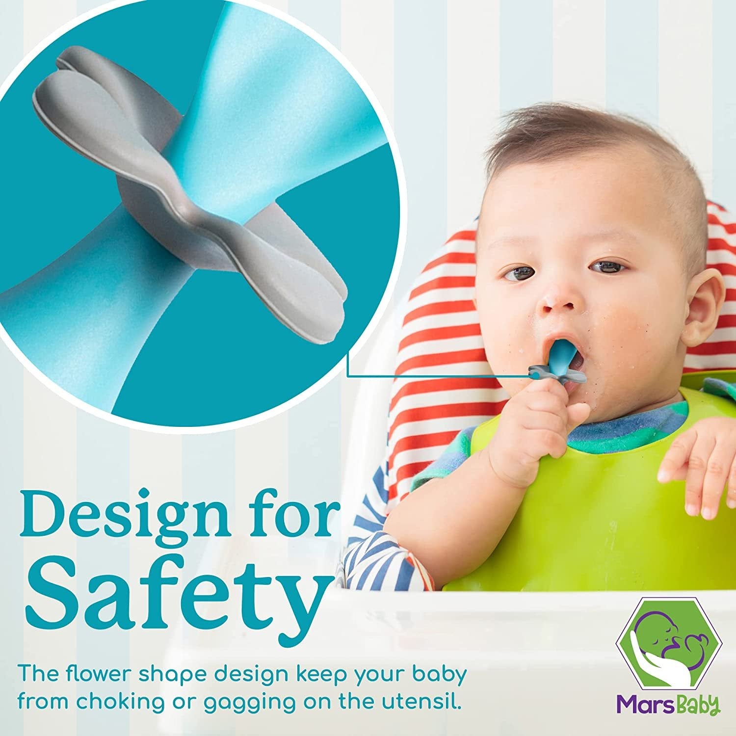 First Stage Silicone Self Feeding Training Spoons , Toddler's Self